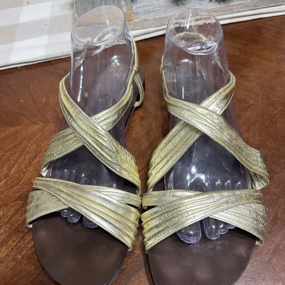Cole Haan Sandals Metallic Gold - Picture 2 of 9